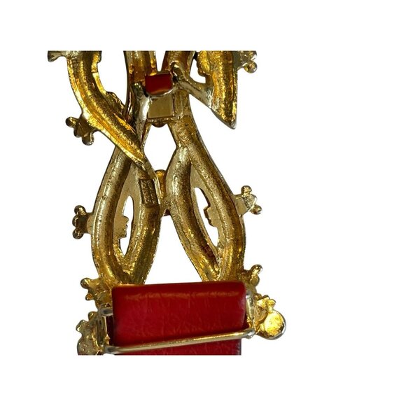 Vintage 1980’s Mimi Di N Women’s Gold Tone Nautical Buckle & Red Belt Signed main image 6